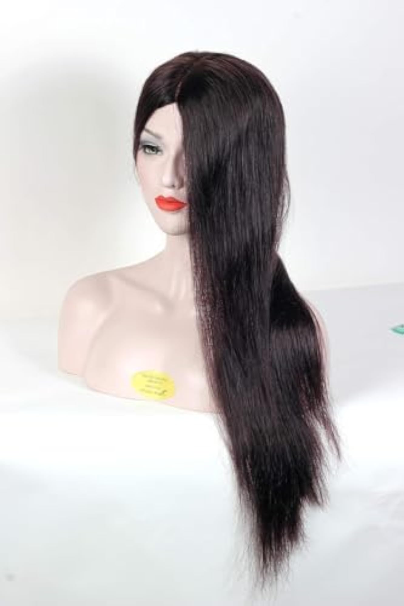 Long Natural Dark Brown Synthetic Full Head Wig
